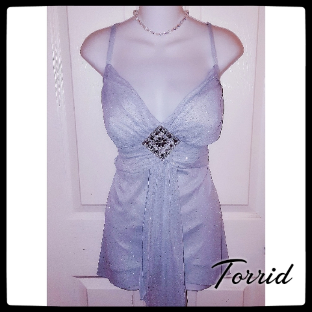 Torrid - Silver - Embellished Babydoll Tank